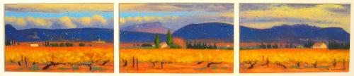 Camille Leblond » pastels » TRiptyque Sablet, automne dans la vallée