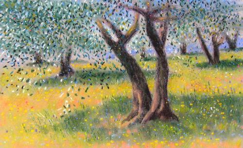Camille Leblond » pastels » Oliveraie près de Faucon