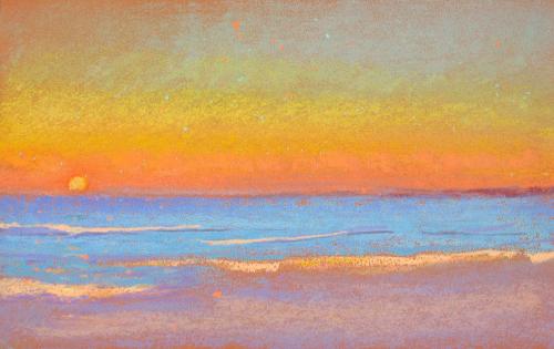 Camille Leblond » pastels » Coucher de soleil aux Saintes Maries IV