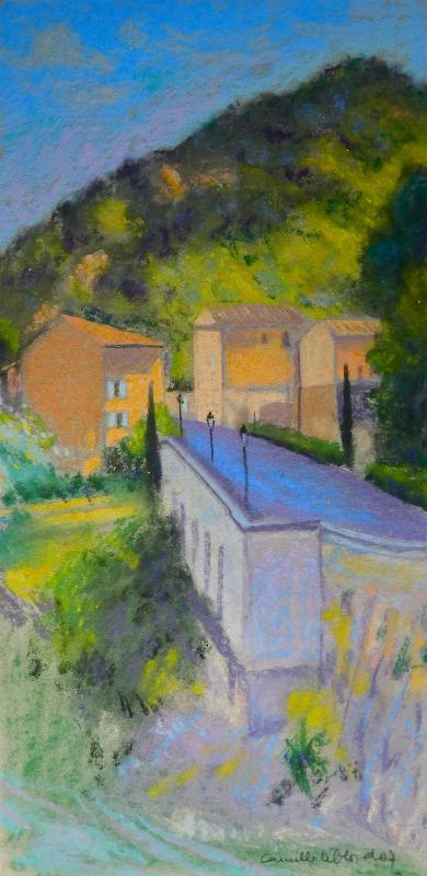 Camille Leblond » pastels » Vaison La Romaine Le Moulin à huile